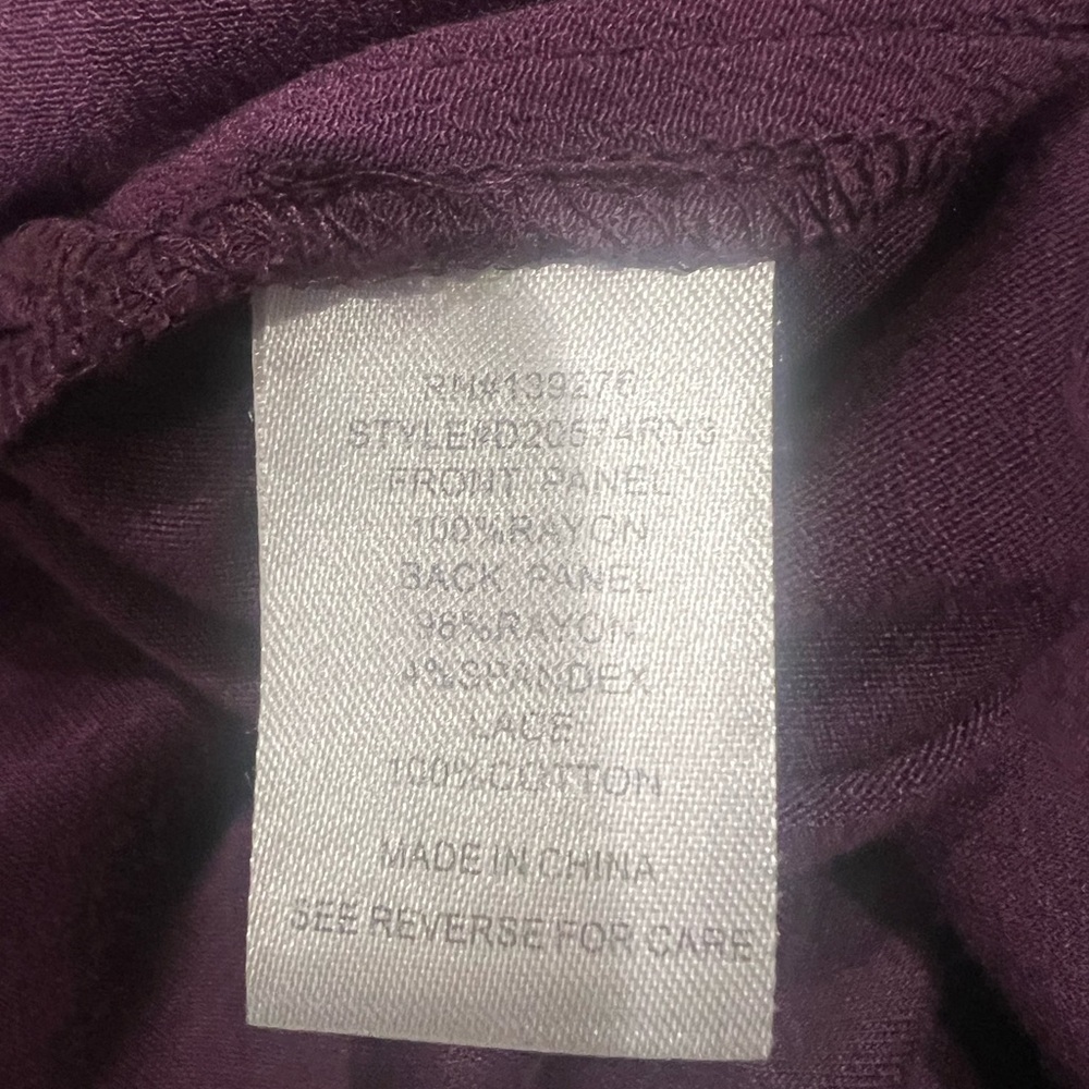 Daniel Rainn Quinn Keyhole Crochet Blouse Deep Purple with Lace Detail - Picture 5 of 7